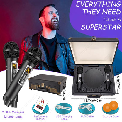 Portable Bluetooth Suitcase Speaker for Home and Outdoor Karaoke