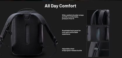 Black 22L Camera and Drone Backpack for Travel Photography