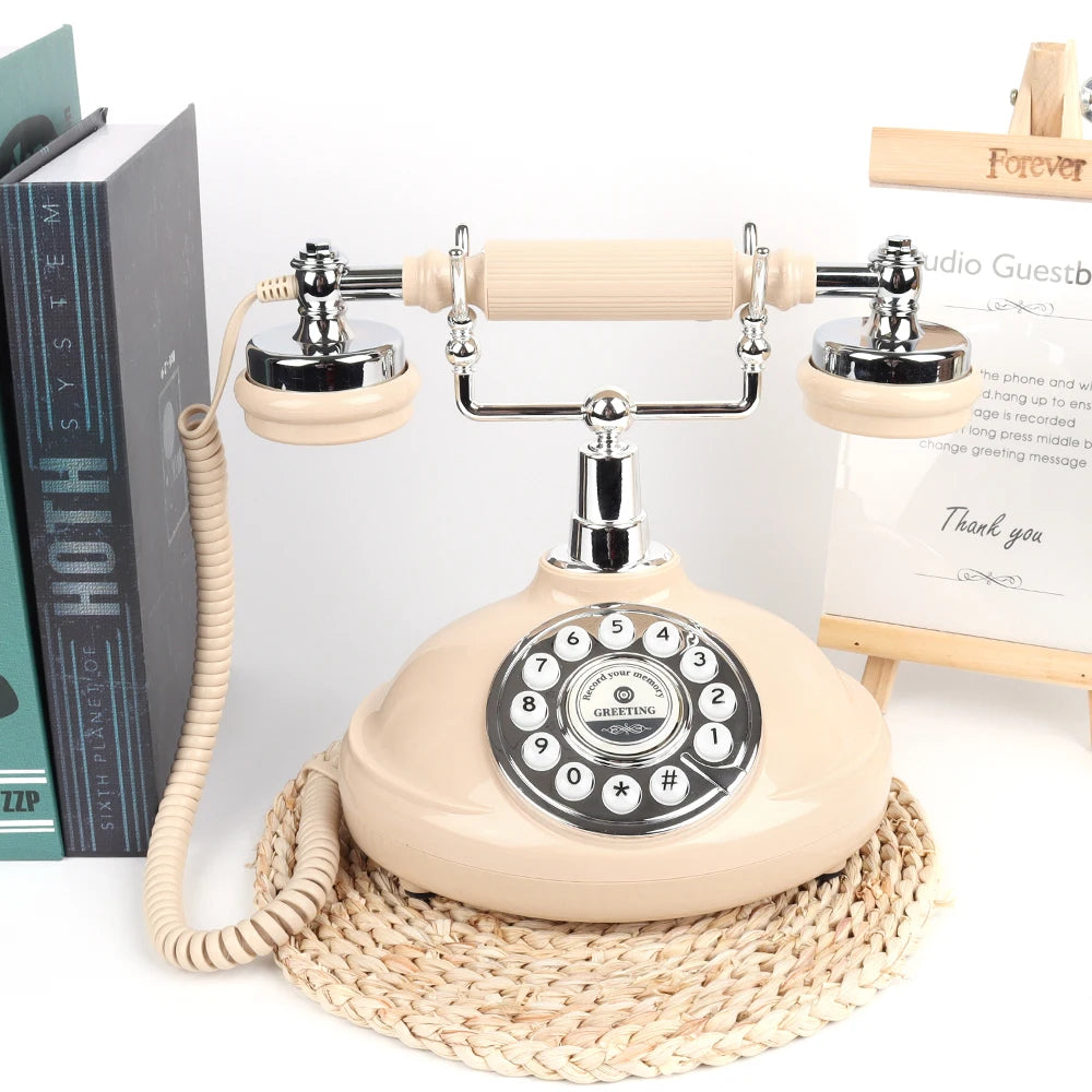 Retro Wedding Audio Guestbook Phone Beige Voice Message Recorder