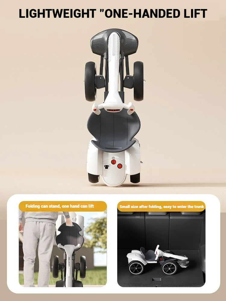 White 4 Wheel Kids Battery-Powered Ride On Toy Car