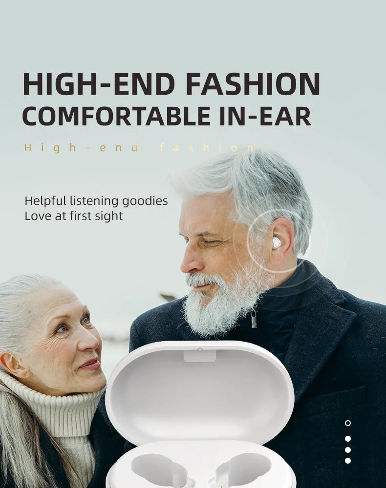 White Mini Magnetic Hearing Amplifier for Seniors