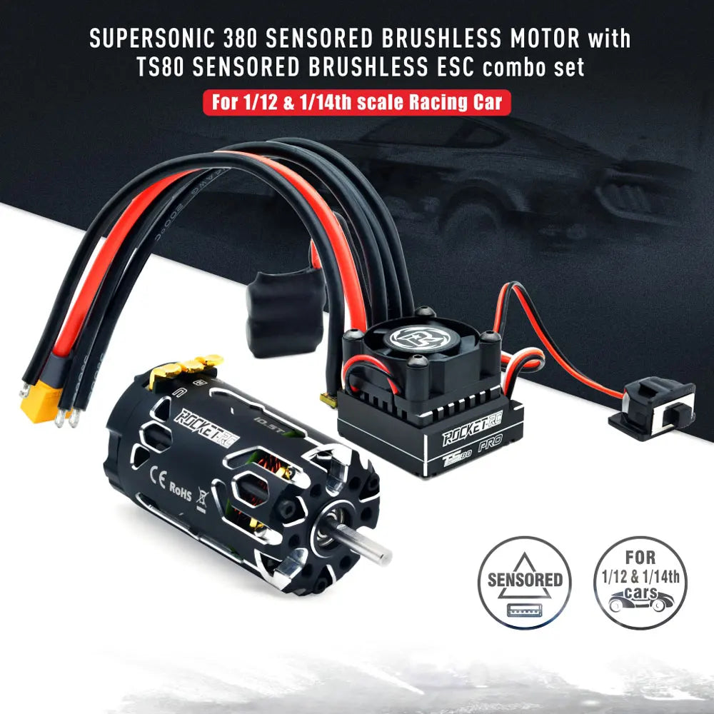 17.5T Sensored Brushless RC Motor with 80A ESC