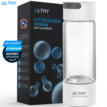 Hydrogen Water Generator Bottle with Glass Cup and Inhaler