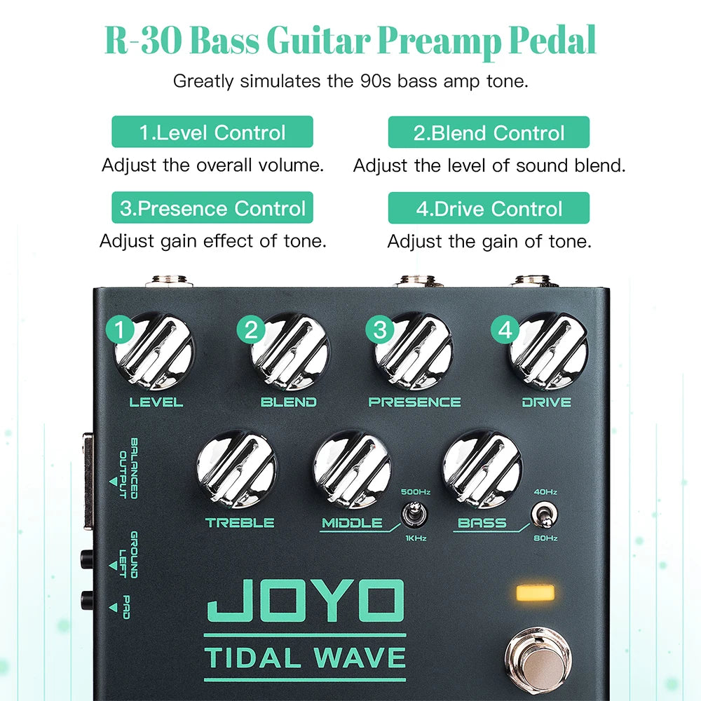 Portable Bass Guitar Pedal Tidal Wave Preamp Effect