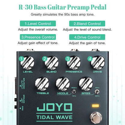 Portable Bass Guitar Pedal Tidal Wave Preamp Effect