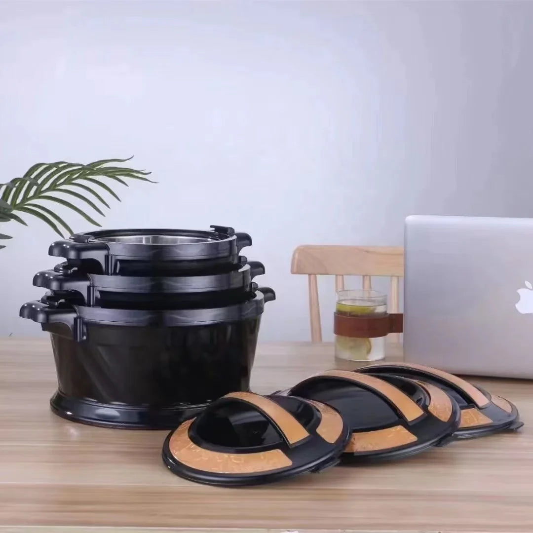 3-Piece Insulated Food Warmer Set 2.2–5.2L Black