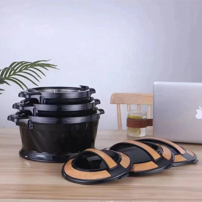 3-Piece Insulated Food Warmer Set 2.2–5.2L Black