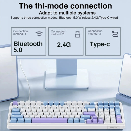Grey Wireless RGB Mechanical Keyboard 99 Keys Hot Swappable