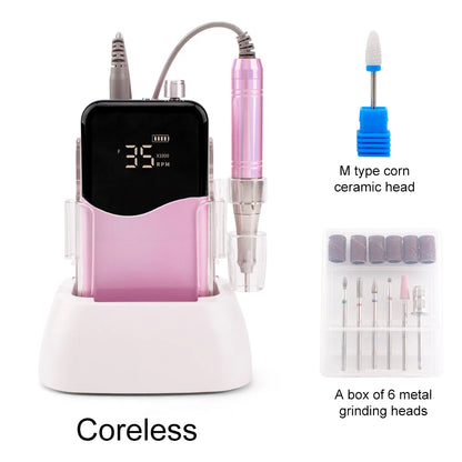 Portable Pink Nail Drill 35K RPM Professional Power