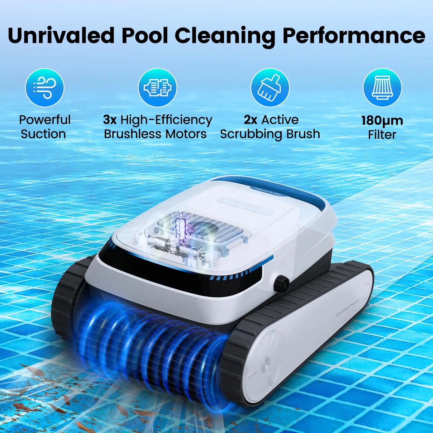 Robot Pool Cleaner with Wall & Waterline Cleaning