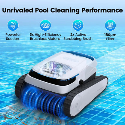 Robot Pool Cleaner with Wall & Waterline Cleaning