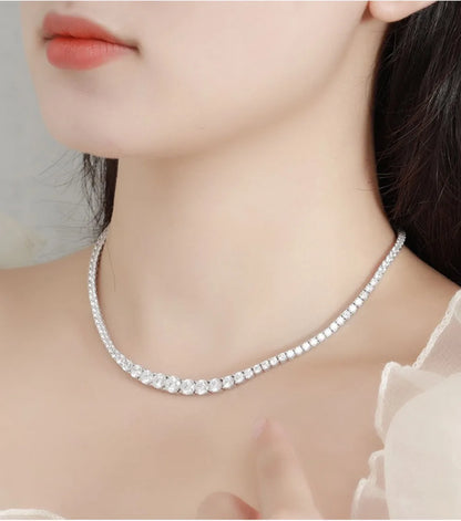 Sparkling Full Moissanite Necklace 17in Sterling Silver