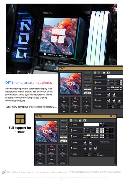 360mm ARGB Liquid CPU Cooler with Rotatable LCD