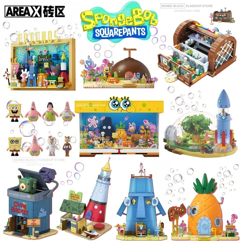 SpongeBob Tentacles Stone House Building Block Model Set With Box