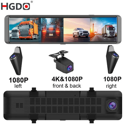 4K 4CH Mirror Dash Camera Parking Monitor 128GB