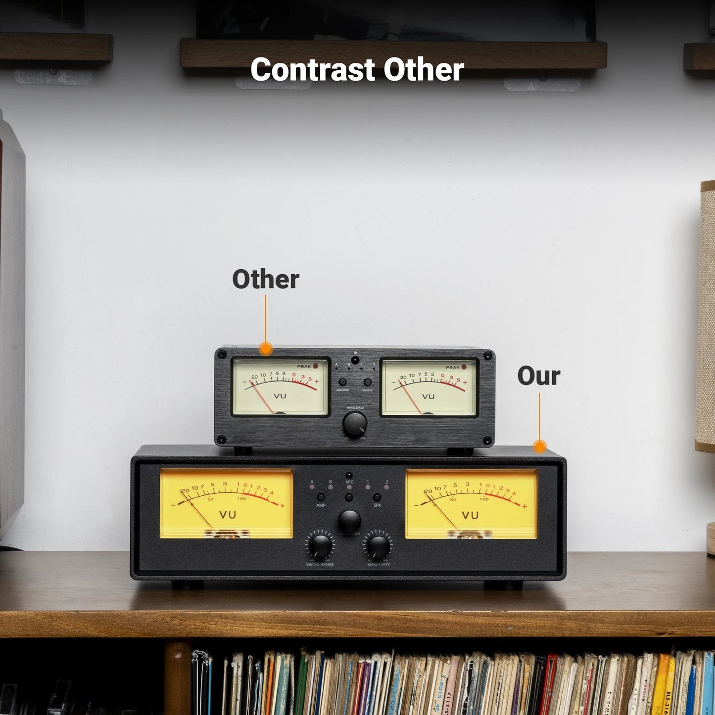 Dual Channel Amplifier Speaker Selector with Analog VU Meter
