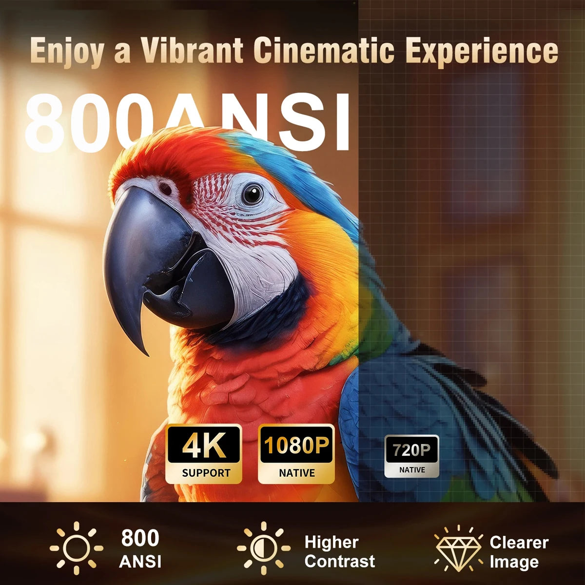 Portable 4K Projector Native 1080P 600 ANSI Android Auto Focus