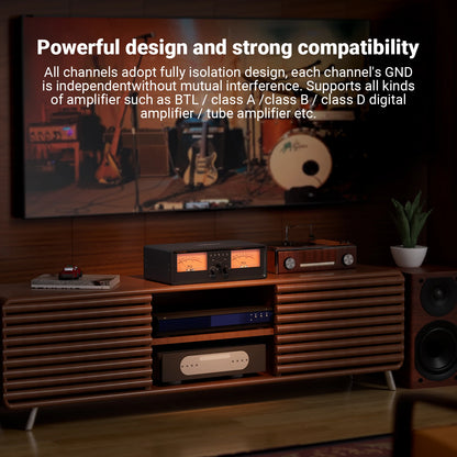 Dual Channel Amplifier Speaker Selector with Analog VU Meter