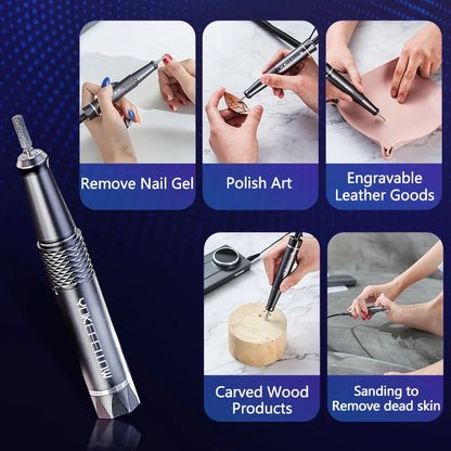 Rechargeable White Nail Drill Machine 40000RPM for Acrylics
