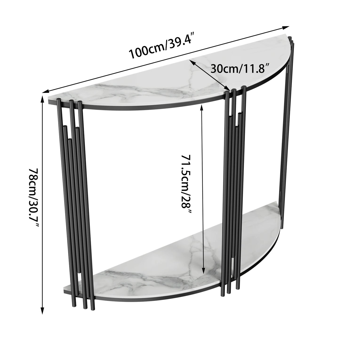 Half Moon Marble Console Table White