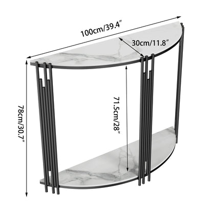 Half Moon Marble Console Table White