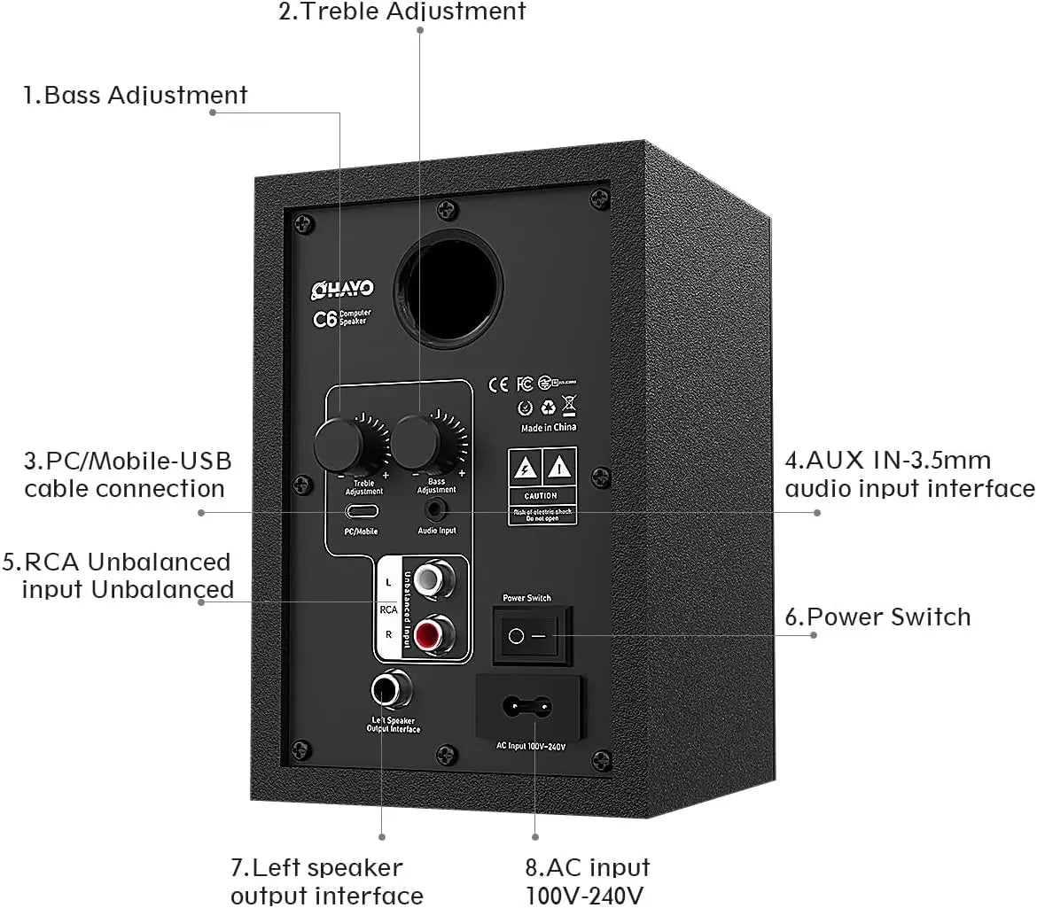 60W Bluetooth 5.3 Computer Speakers with Stereo Sound