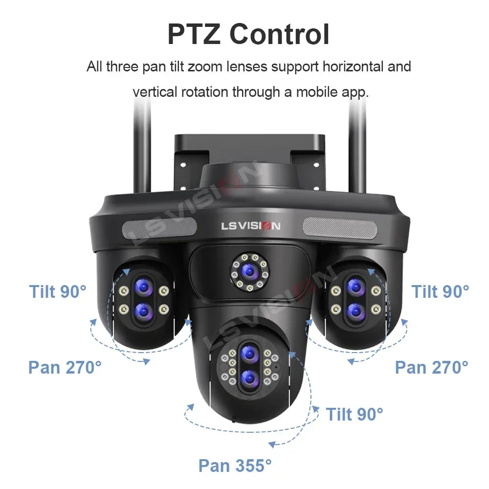 6K 35MP 4 Screen Outdoor WiFi Security Camera