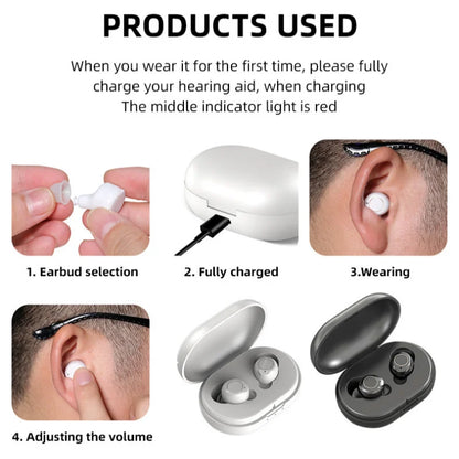 White Mini Magnetic Hearing Amplifier for Seniors