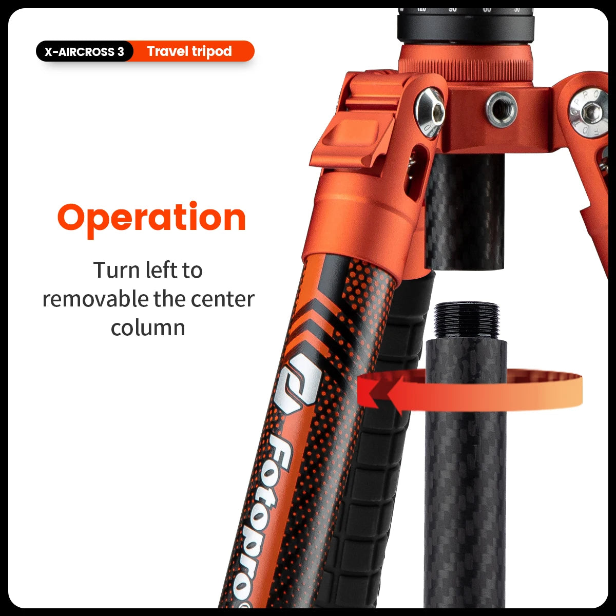 Portable Carbon Fiber Tripod for DSLR and Mirrorless Cameras Orange