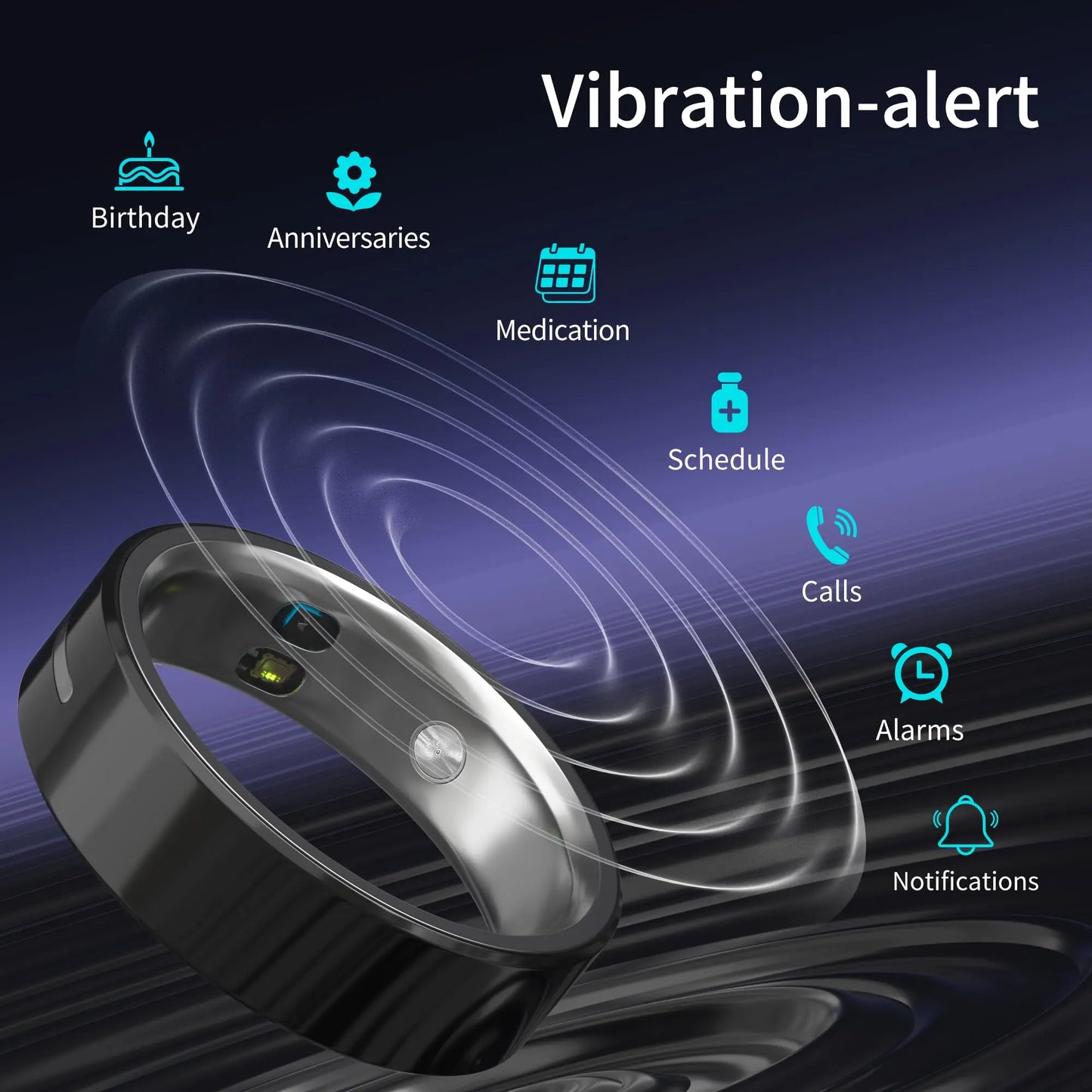 Ceramic Smart Ring Touch Control Notifications Size 9