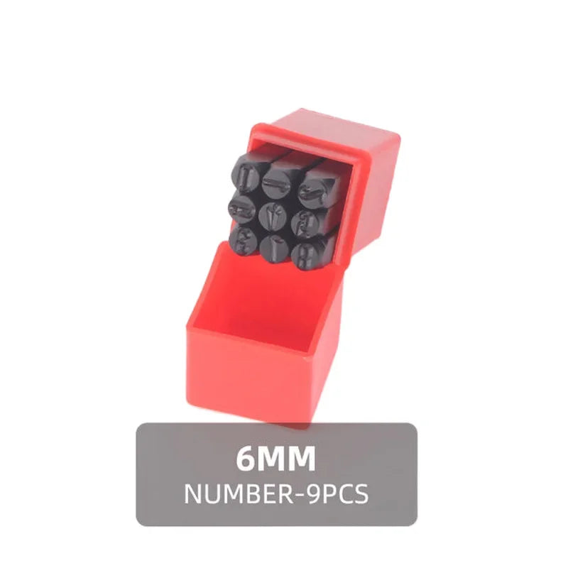 36-Piece 10mm Metal Alphabet & Number Punch Set