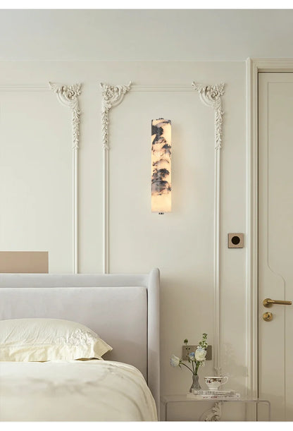 Italian Style Black Marble Wall Lamp Warm White Bedroom Light