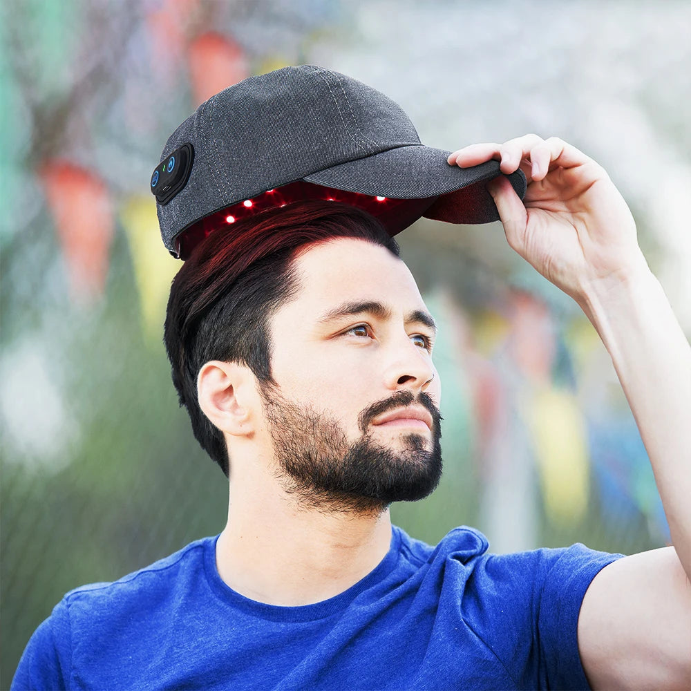 Full Coverage Red Light Therapy Cap in Grey AU Plug
