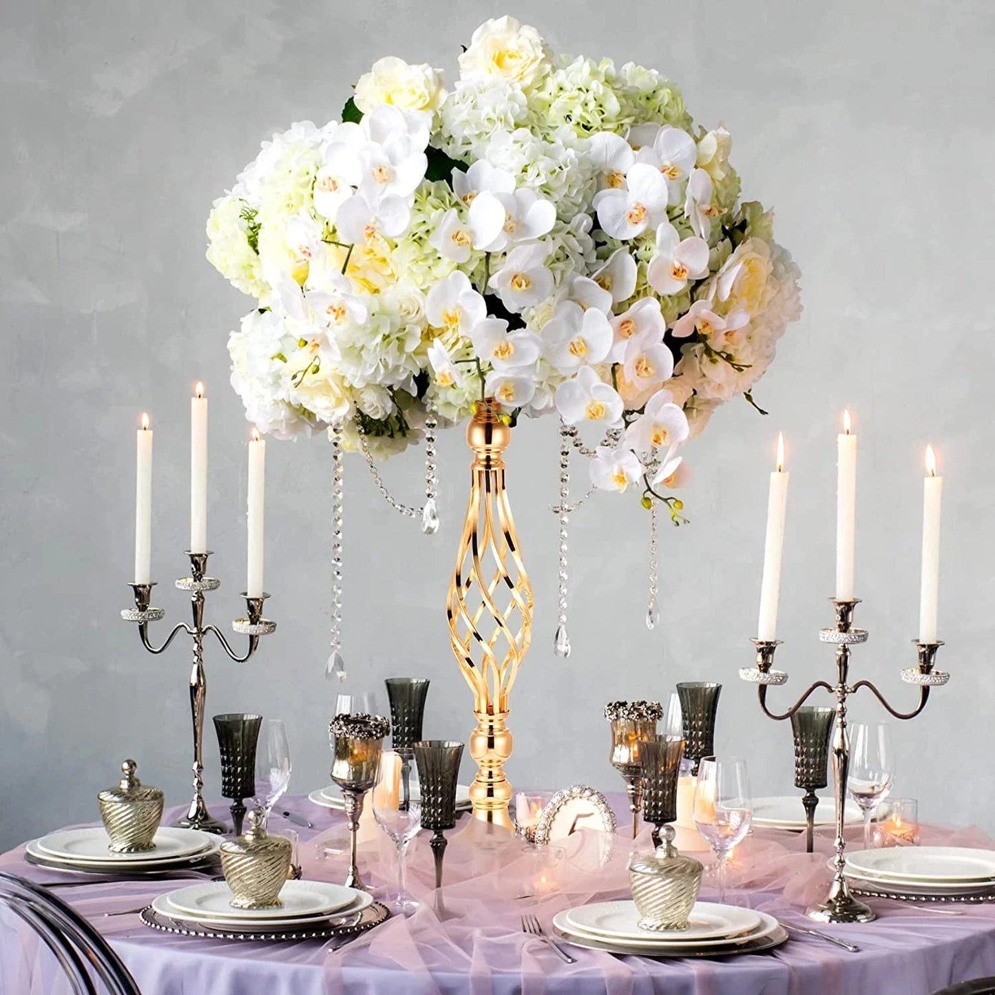 52cm Gold Candelabra Flower Holder 10-Piece Set