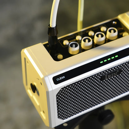 Compact White Guitar Amplifier with Clean and Overdrive Modes