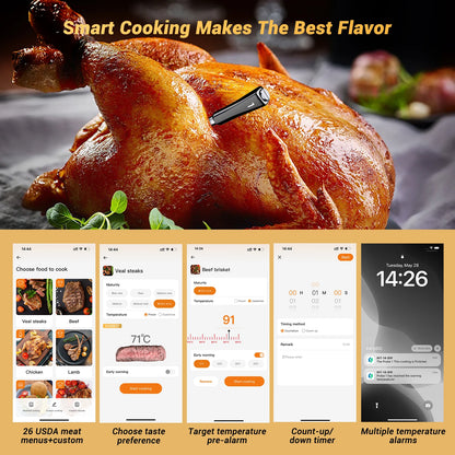 Wireless BBQ Thermometer 4 Probes WiFi Bluetooth IP67