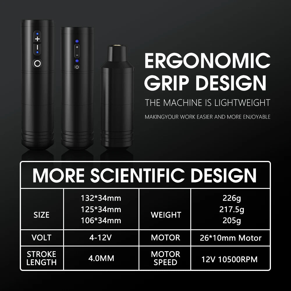 Wireless Coreless Tattoo Pen for Smooth Precision