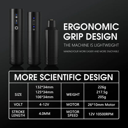 Wireless Coreless Tattoo Pen for Smooth Precision