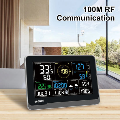 Wireless Weather Station with 7.5 Inch Display and Rain Gauge