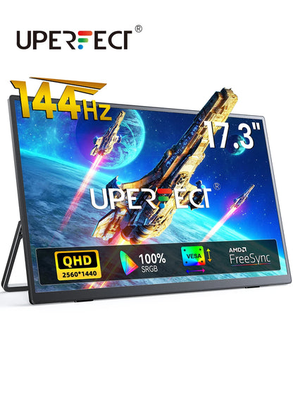 2K 17.3" Portable Gaming Screen with Stand 144Hz