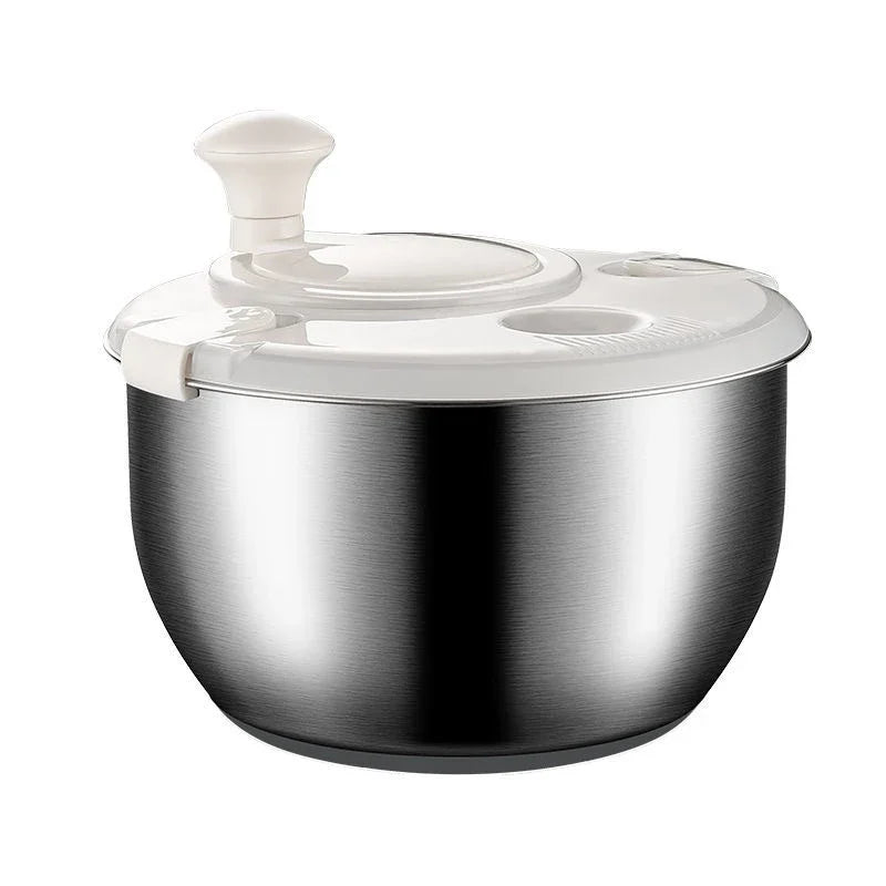 Stainless Steel Salad Spinner and Vegetable Washer with Drain