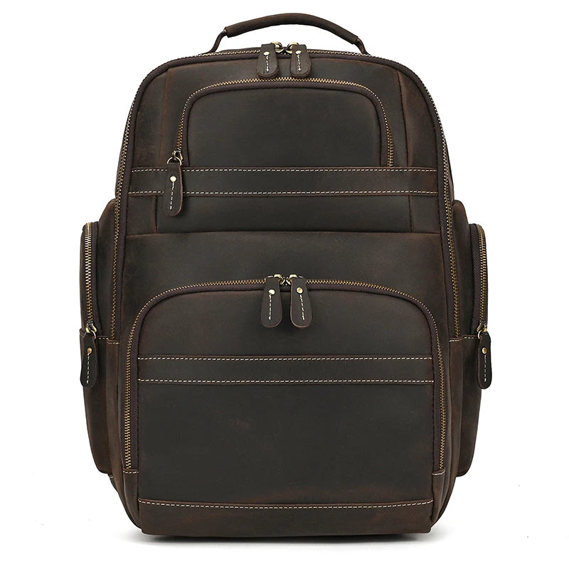 Business Travel Leather Backpack Large Capacity