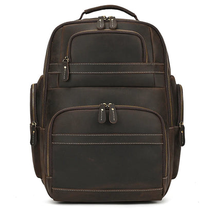 Business Travel Leather Backpack Large Capacity