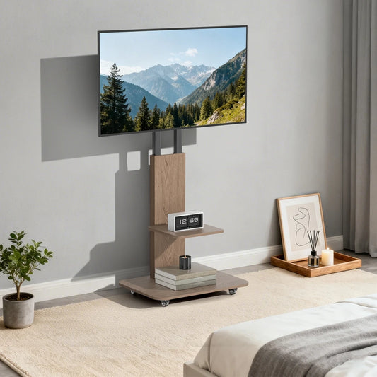 Heavy Duty Rolling TV Cart with Adjustable Shelf 40-75 Inches