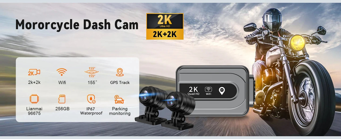 Dual Lens Waterproof Motorbike Camera with GPS 64GB