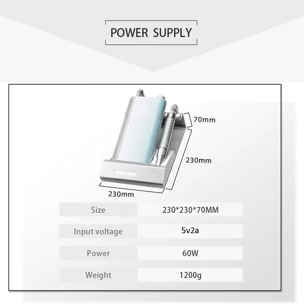 Brushless Electric Nail Drill with Charging Base