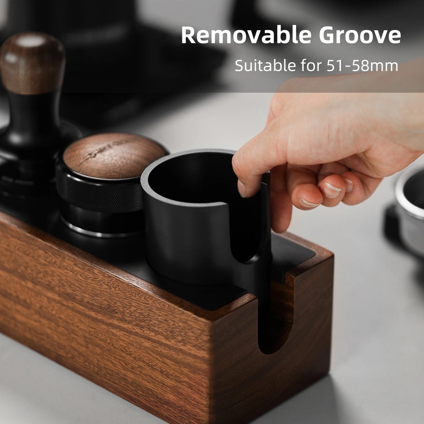 51–54mm Espresso Tamper Station Wooden Portafilter Holder