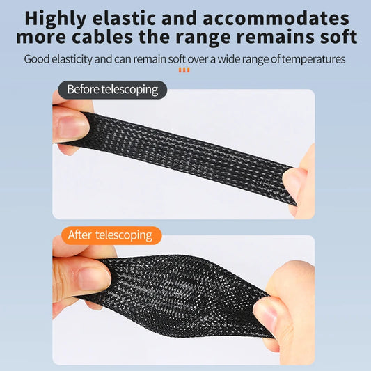 Heavy Duty Braided Cable Sleeving 10m Flame Retardant Tube