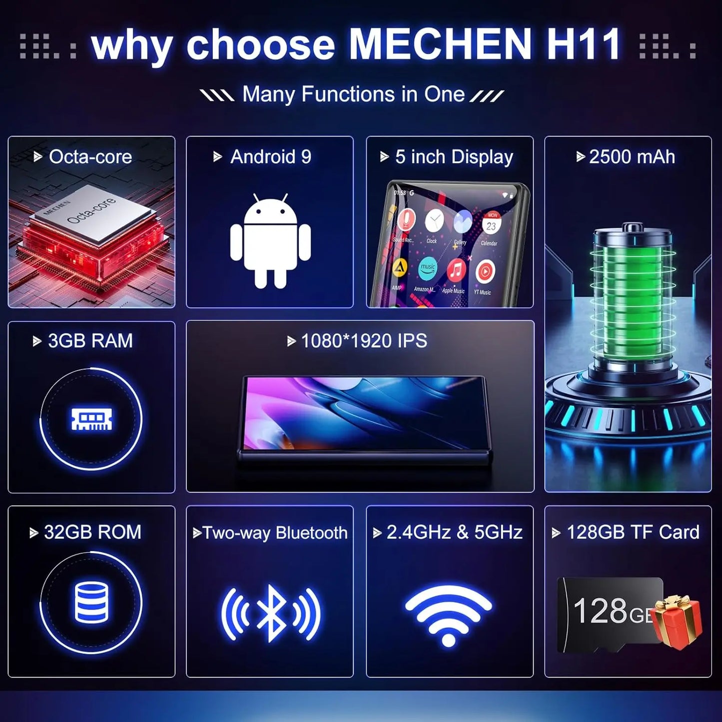 5 Inch Touchscreen Music Player 160GB WiFi Bluetooth