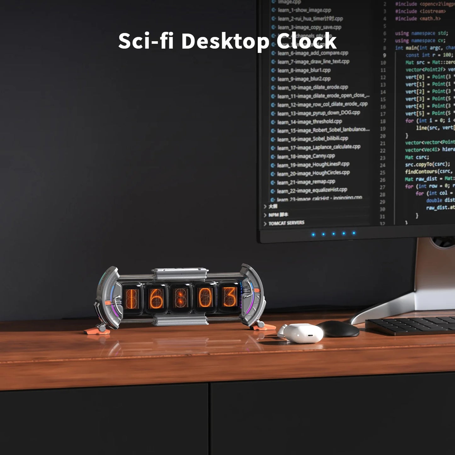 Cyberpunk RGB Smart Clock Office Desk Display